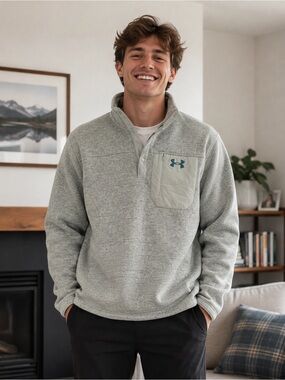 Under Armour muted green Pullover with Pocket; men's small, cozy